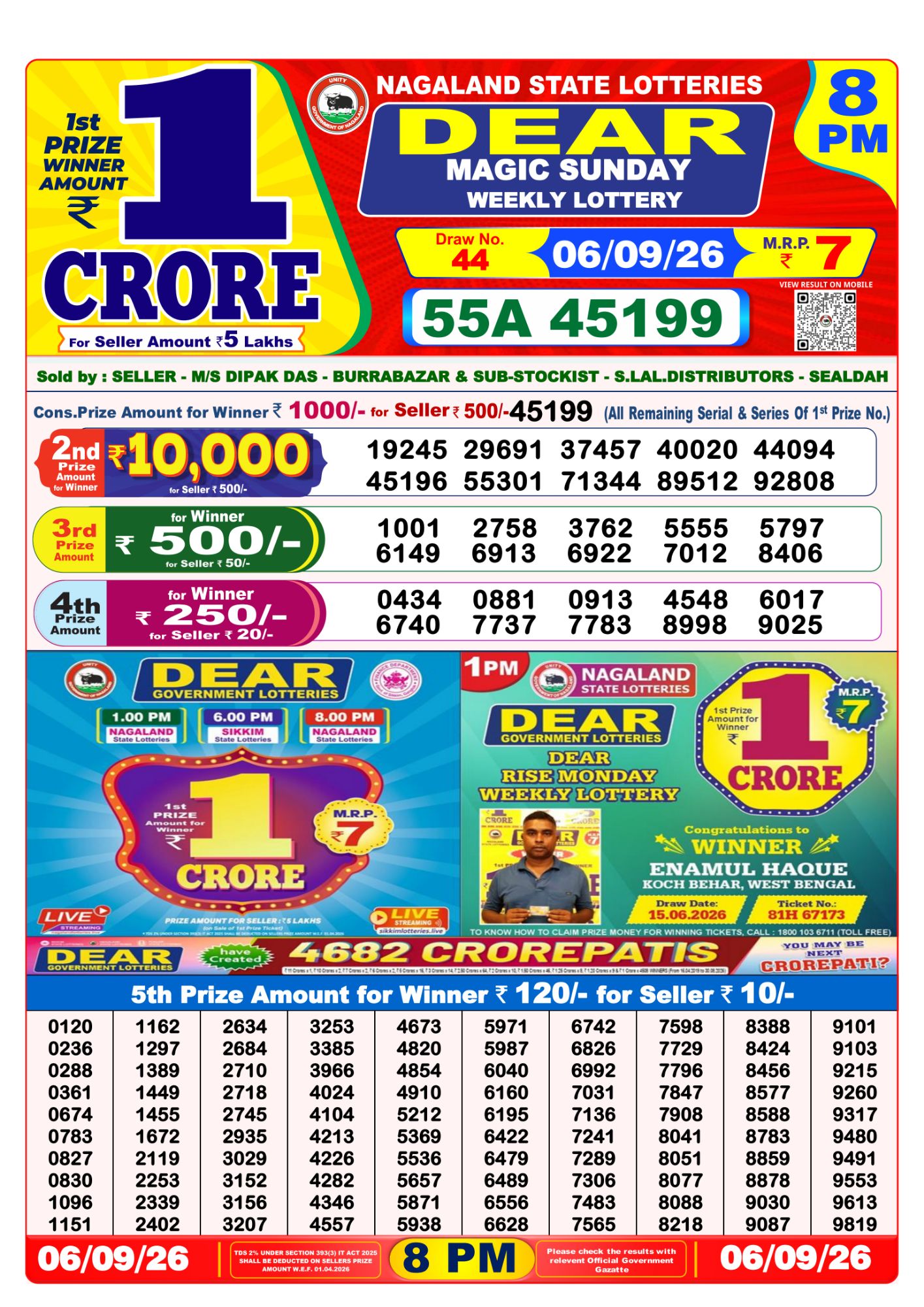 Dear Lottery 8PM Result
